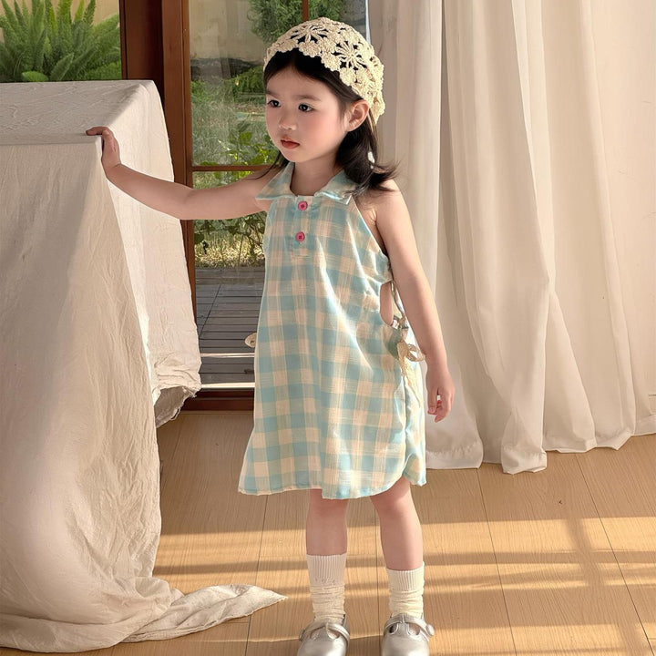 【90-140】ウエストカットノースリーブワンピース