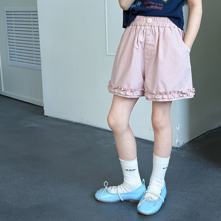 【100-150】フリルデザインショートパンツ