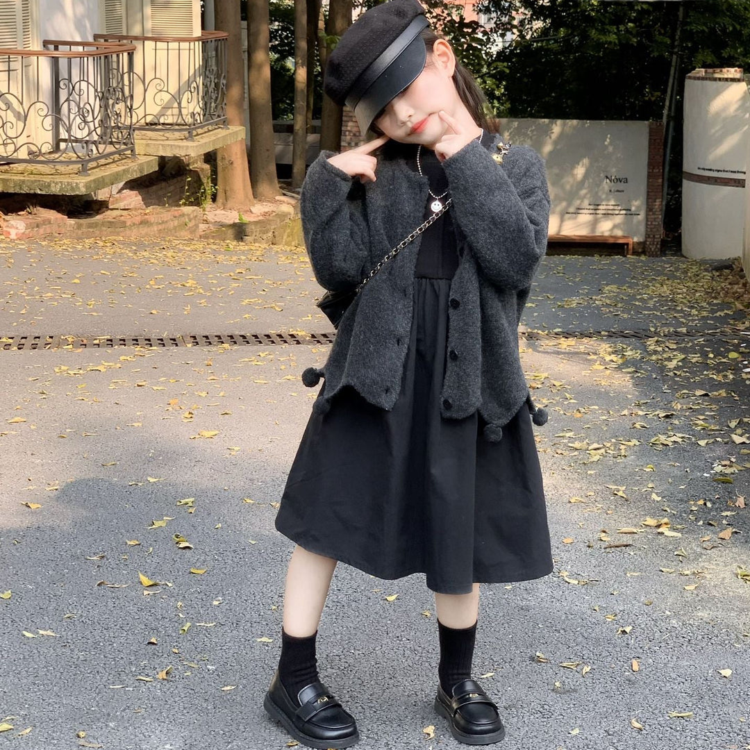 【90-140】デザイン切替シンプルワンピース