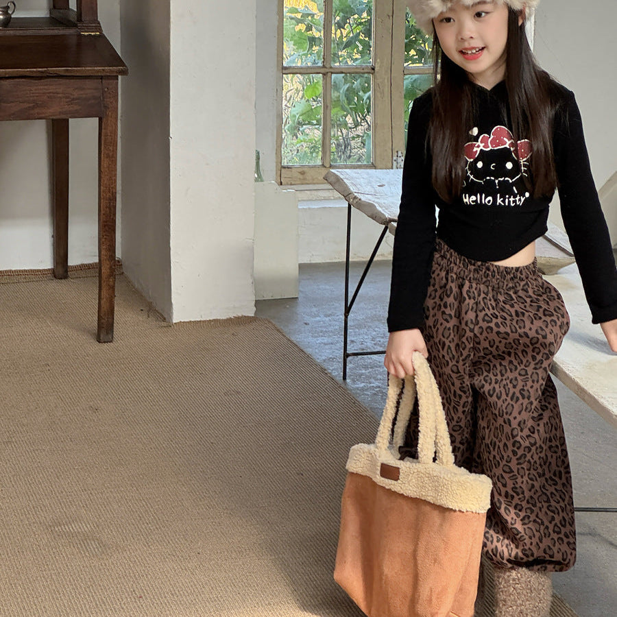 【90-150】レオパード柄リラックスパンツ