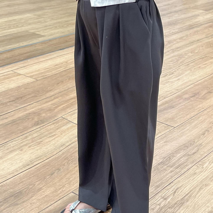 【90-140】ウエストデザインワイドパンツ