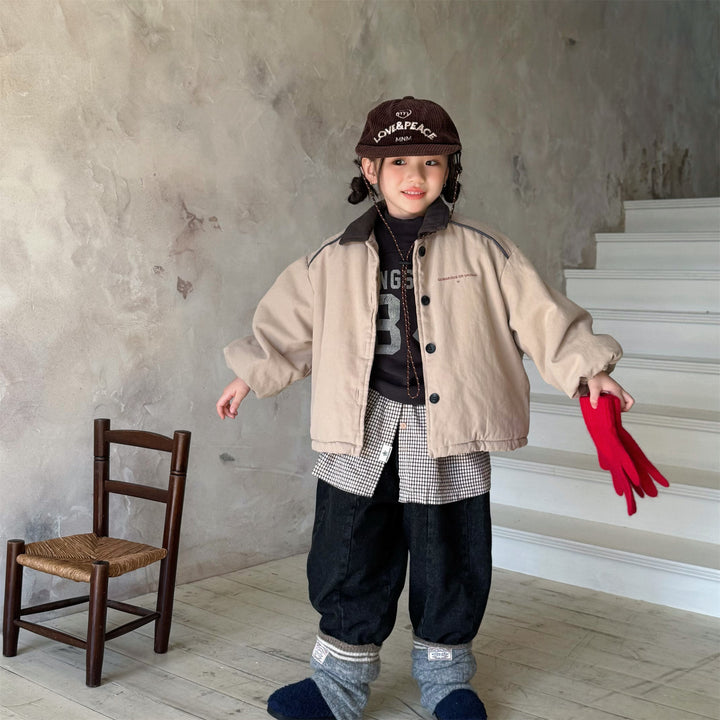 【80-130】バイカラー中綿ジャケット