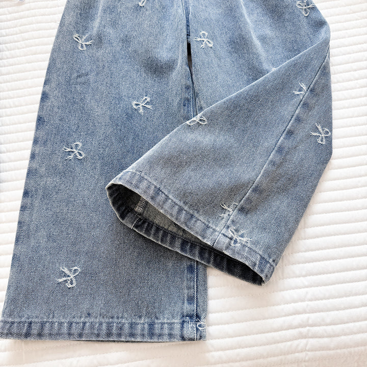 【90-150】リボン刺繍デニムセットアップ