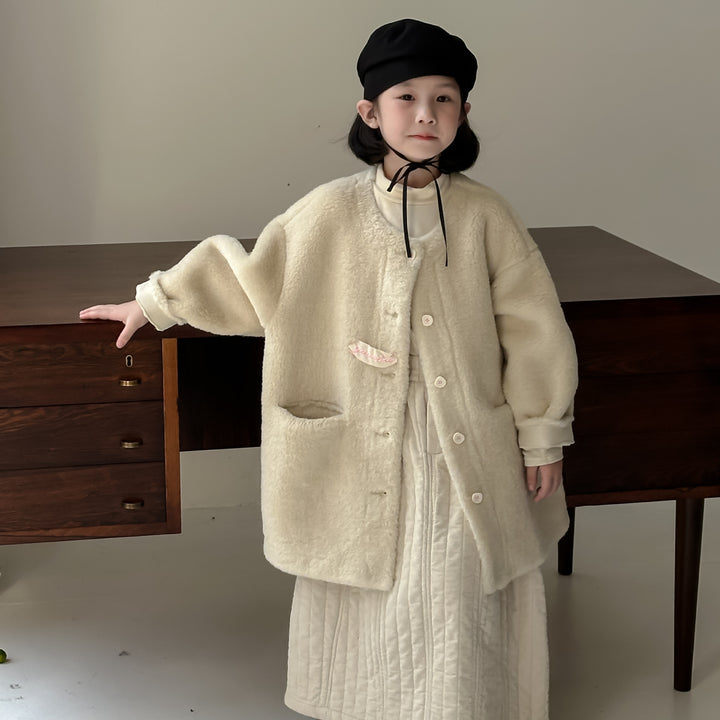 【90-150】ワンポイントふわふわコート