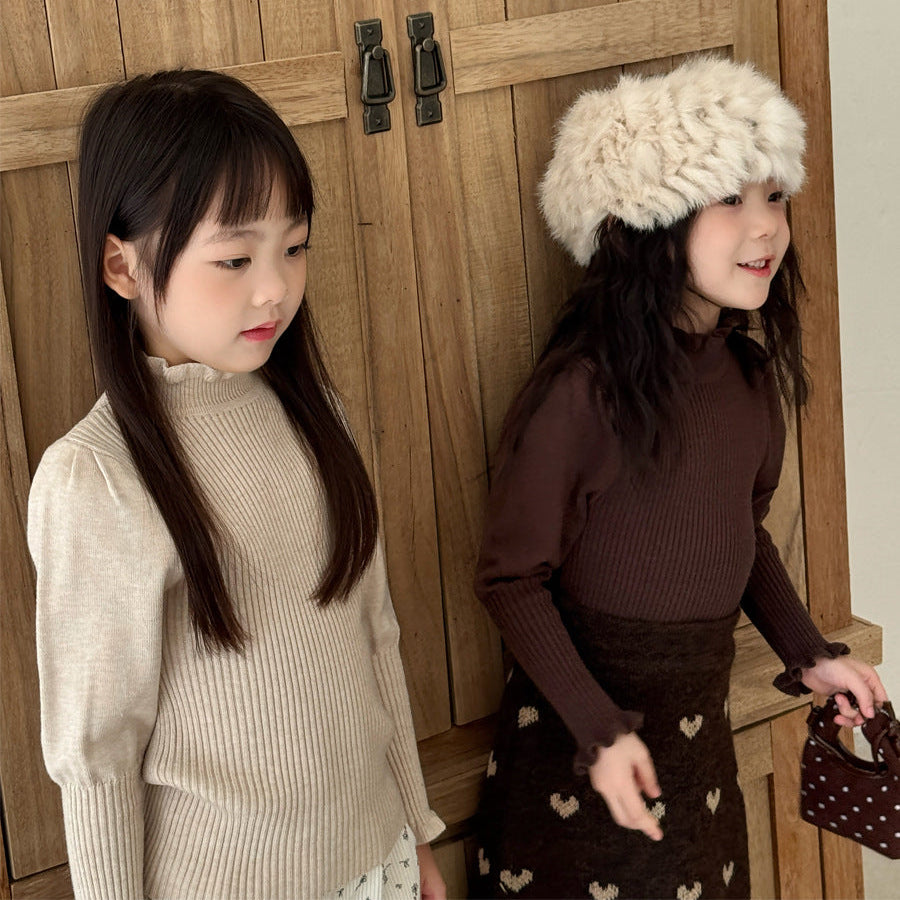 【90-150】パフスリーブハイネックセーター