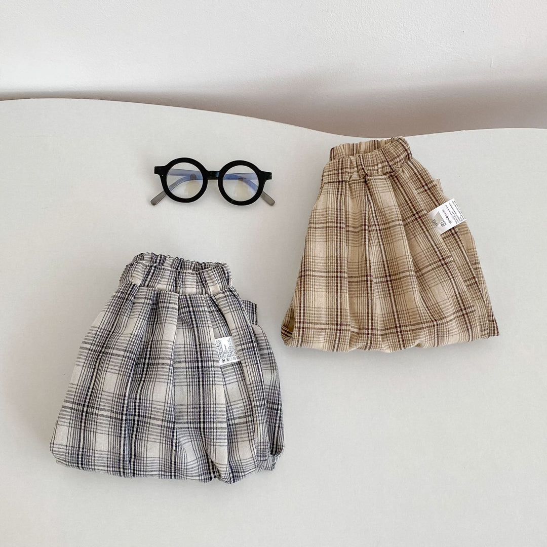 【73-110】チェック柄カジュアルロングパンツ