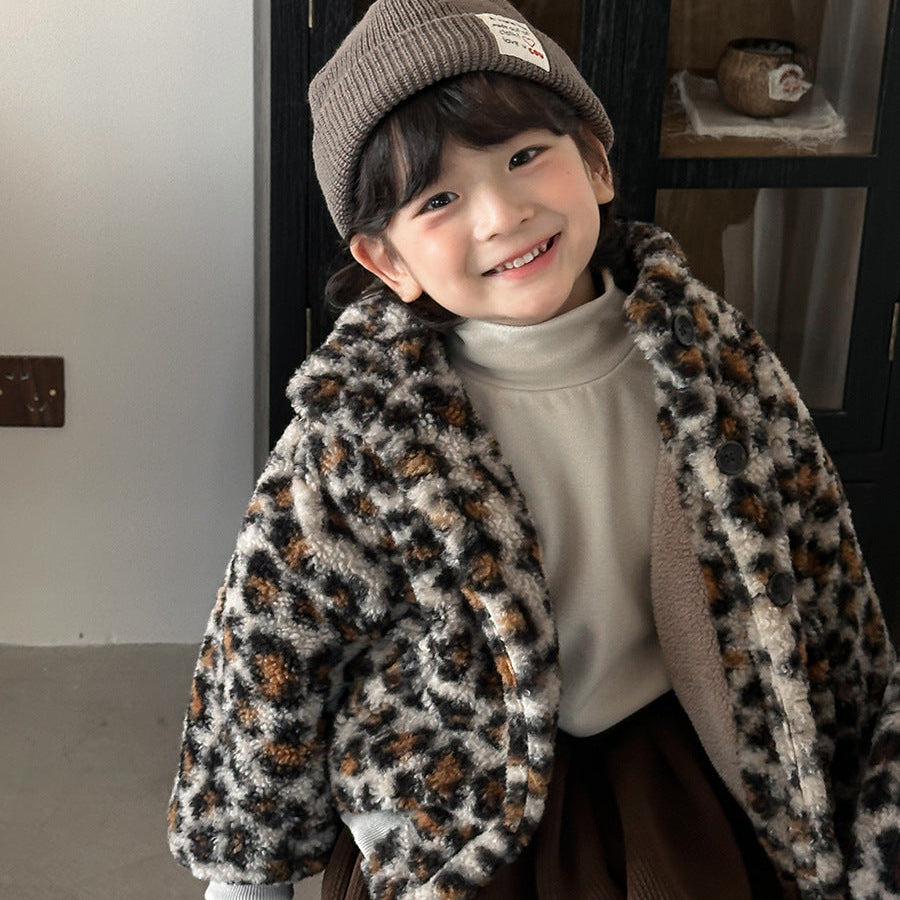 【80-140】レオパード柄ボアジャケット