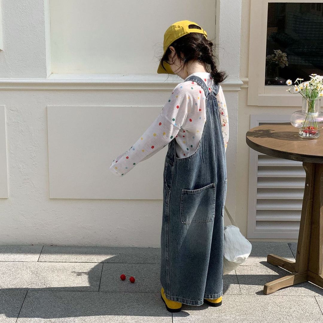 【90-140】ポケットデザインデニムサロペット