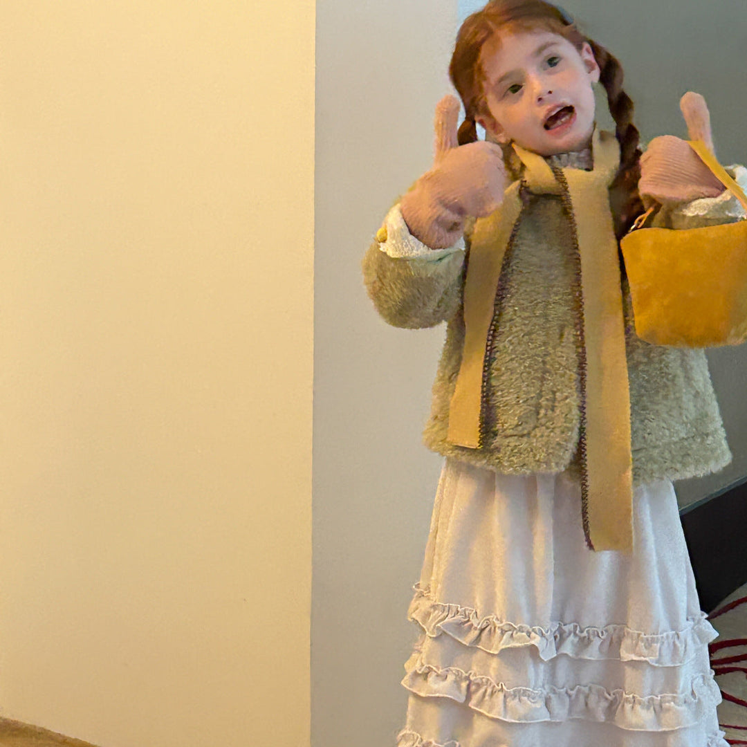 【90-140】ボタンデザインボアショートコート