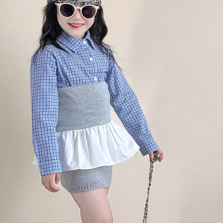 【90-140】シンプルチェック柄シャツ