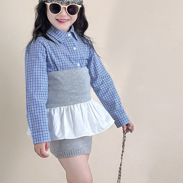 【90-140】シンプルチェック柄シャツ