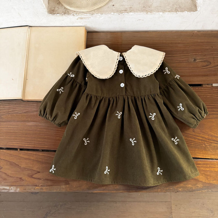 【73-120】リボンデザイン長袖ワンピース