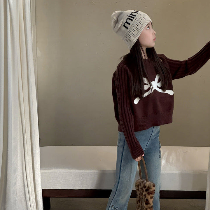 【90-150】ショルダーボタンニットトップス