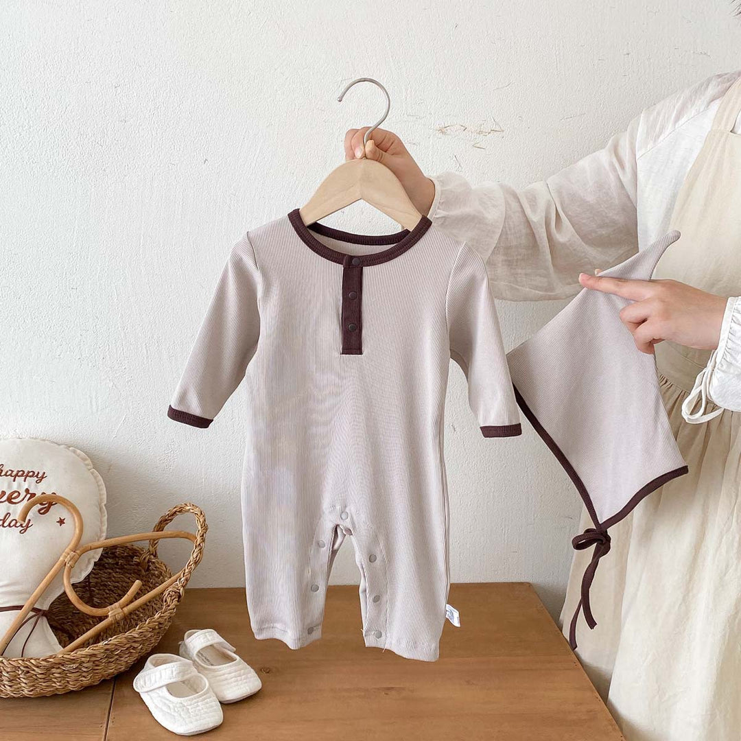 【73-90】帽子付き長袖ロンパース