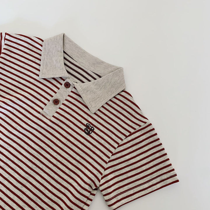 【90-140】ボーダー柄ポロシャツ