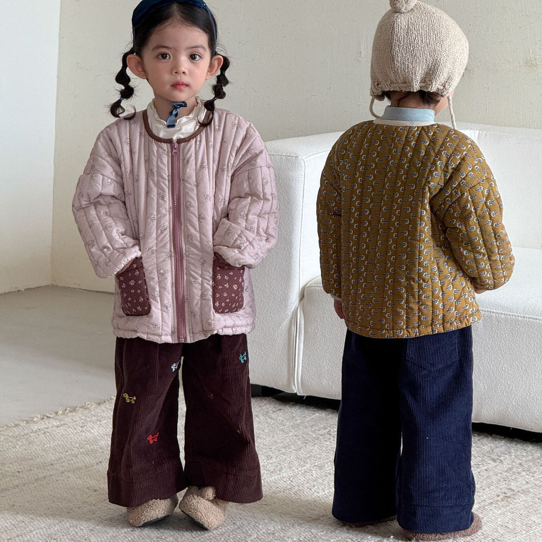 【80-150】ドッグ刺繍コーデュロイパンツ