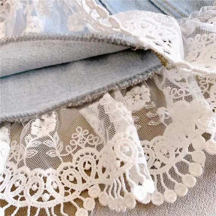 【100-140】レースヘムデニムスカート