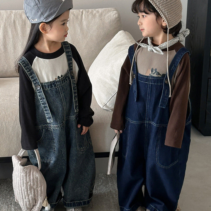 【80-140】ワイドデニムサロペット
