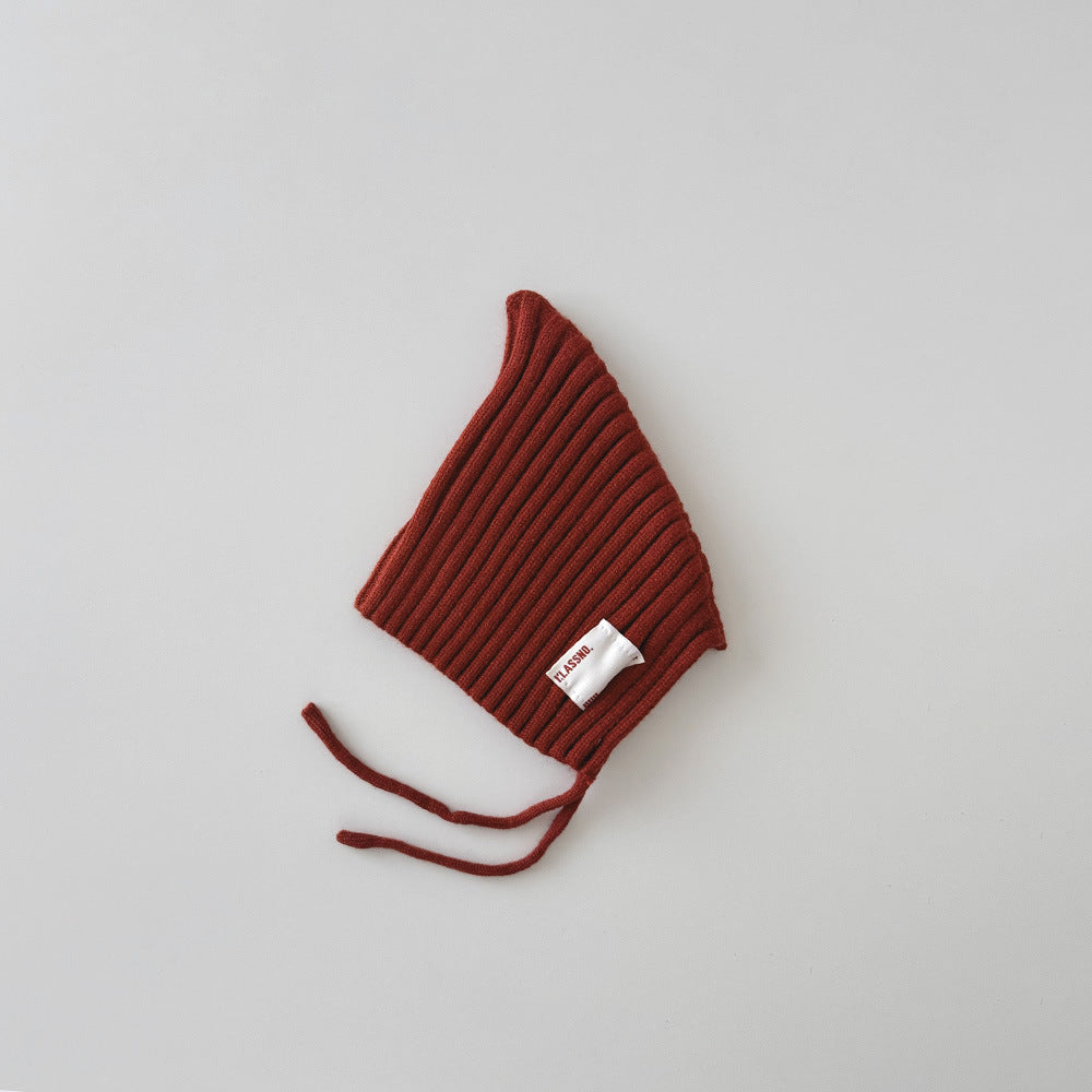 【42-49cm】あご紐付きリブニット帽