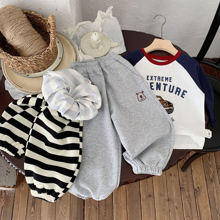 【90-140】ワンポイントベアリラックスパンツ