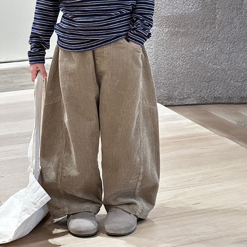 【90-150】シンプルコーデュロイワイドパンツ