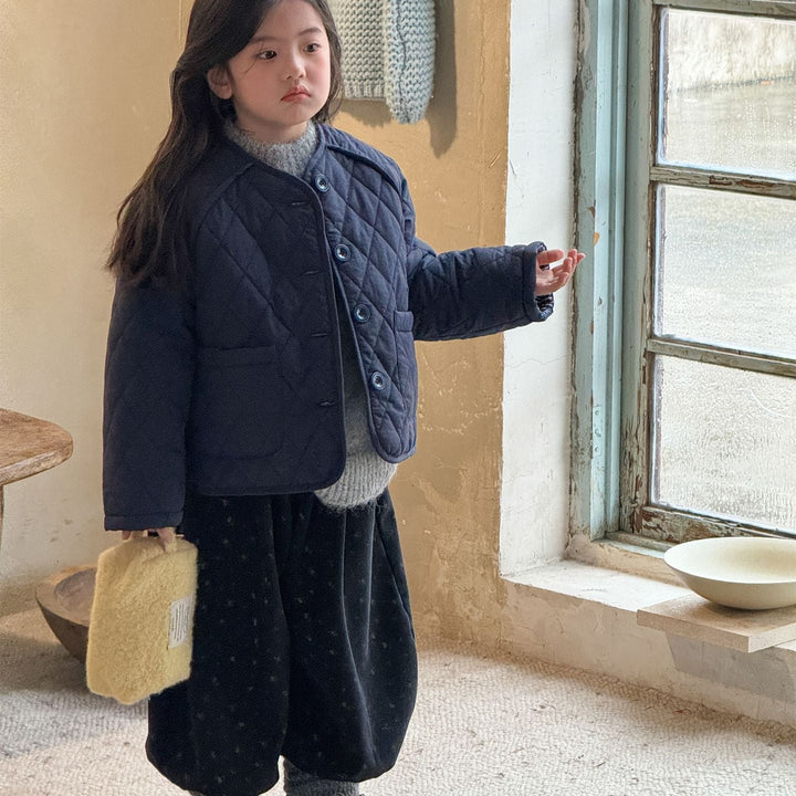 【90-140】ノーカラーシンプルキルティングジャケット