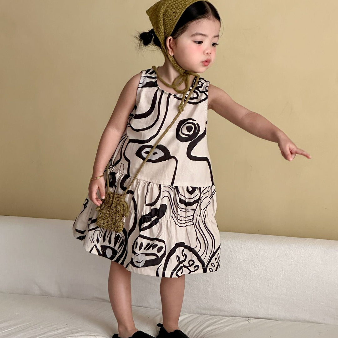 【80-150】総柄ノースリーブワンピース