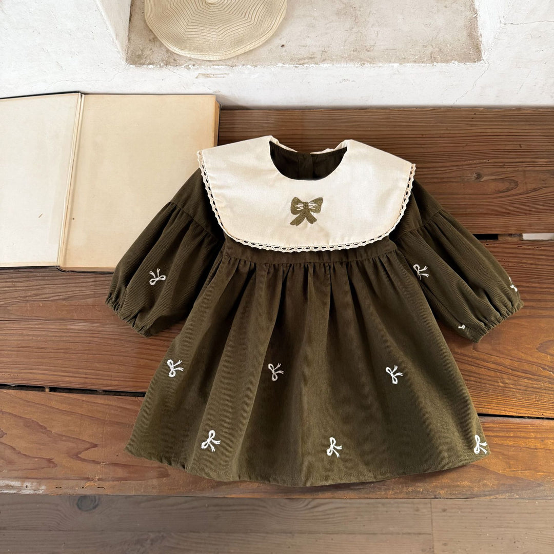 【73-120】リボンデザイン長袖ワンピース