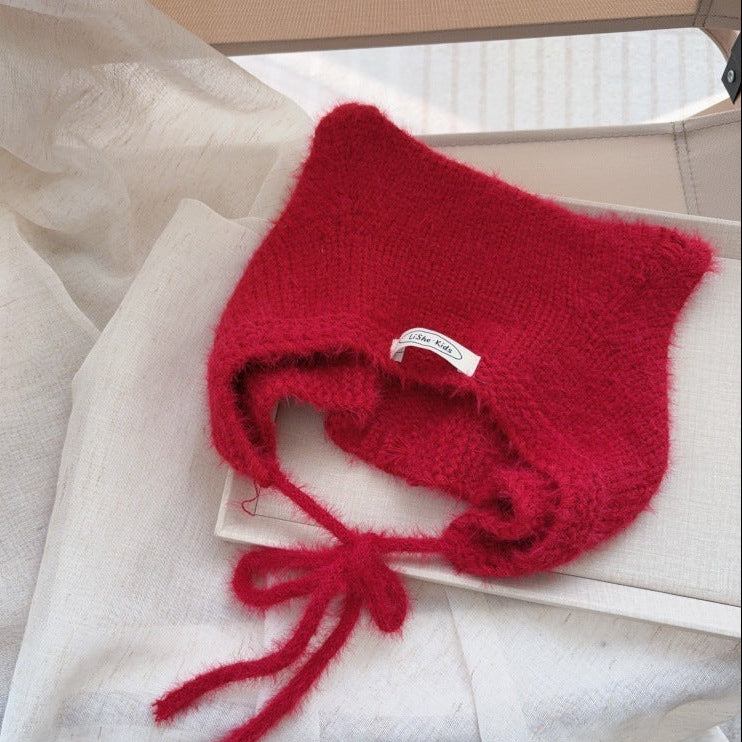 【48-52cm】あご紐付きねこ耳ニット帽