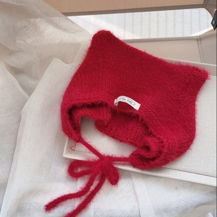 【48-52cm】あご紐付きねこ耳ニット帽