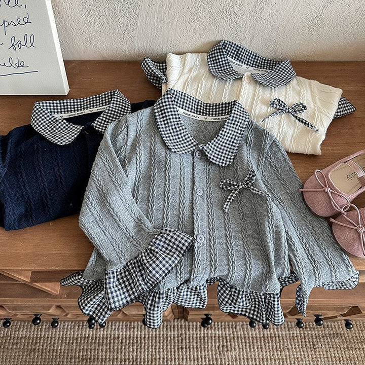 【80-150】リボン＆レイヤード風長袖トップス