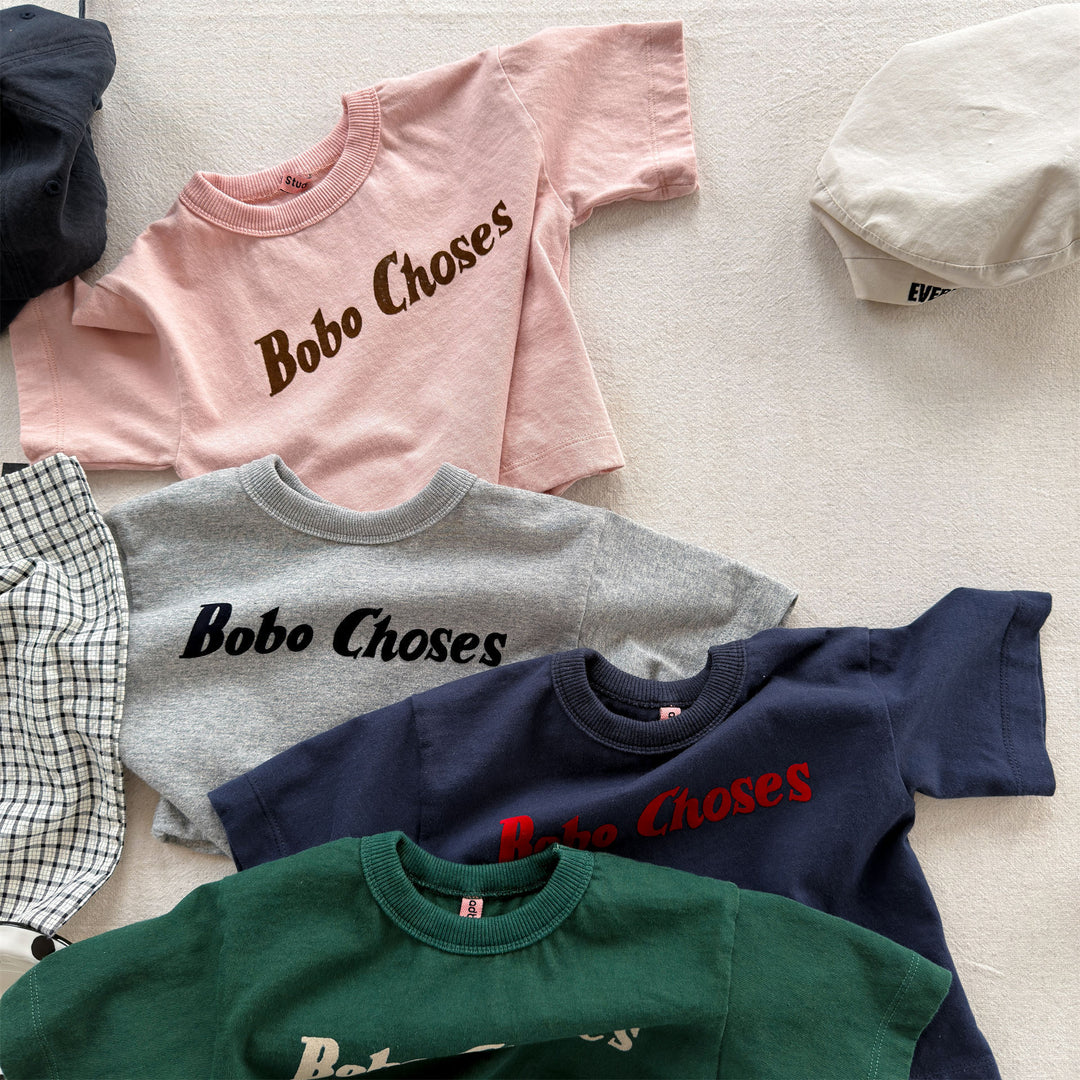 【80-130】英字ロゴプリントTシャツ