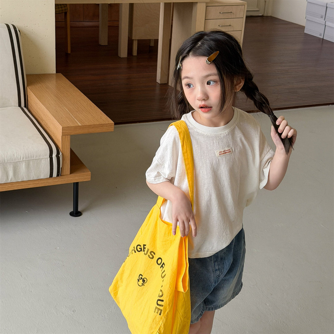 【80-130】ワンポイントシンプルTシャツ