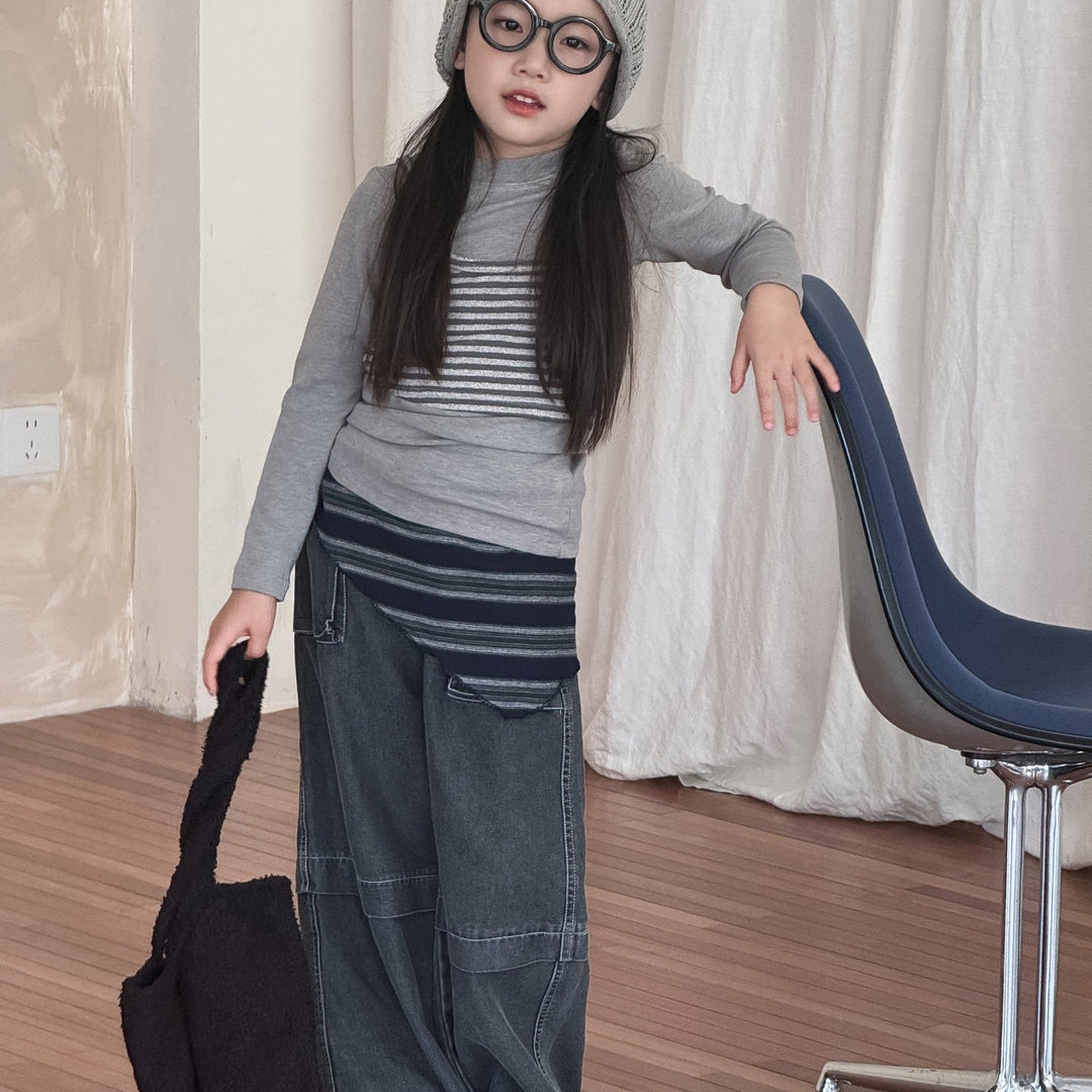 【90-150】カットオフストレートデニムパンツ