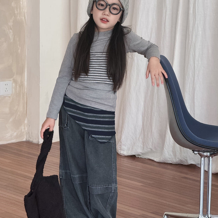 【90-150】カットオフストレートデニムパンツ