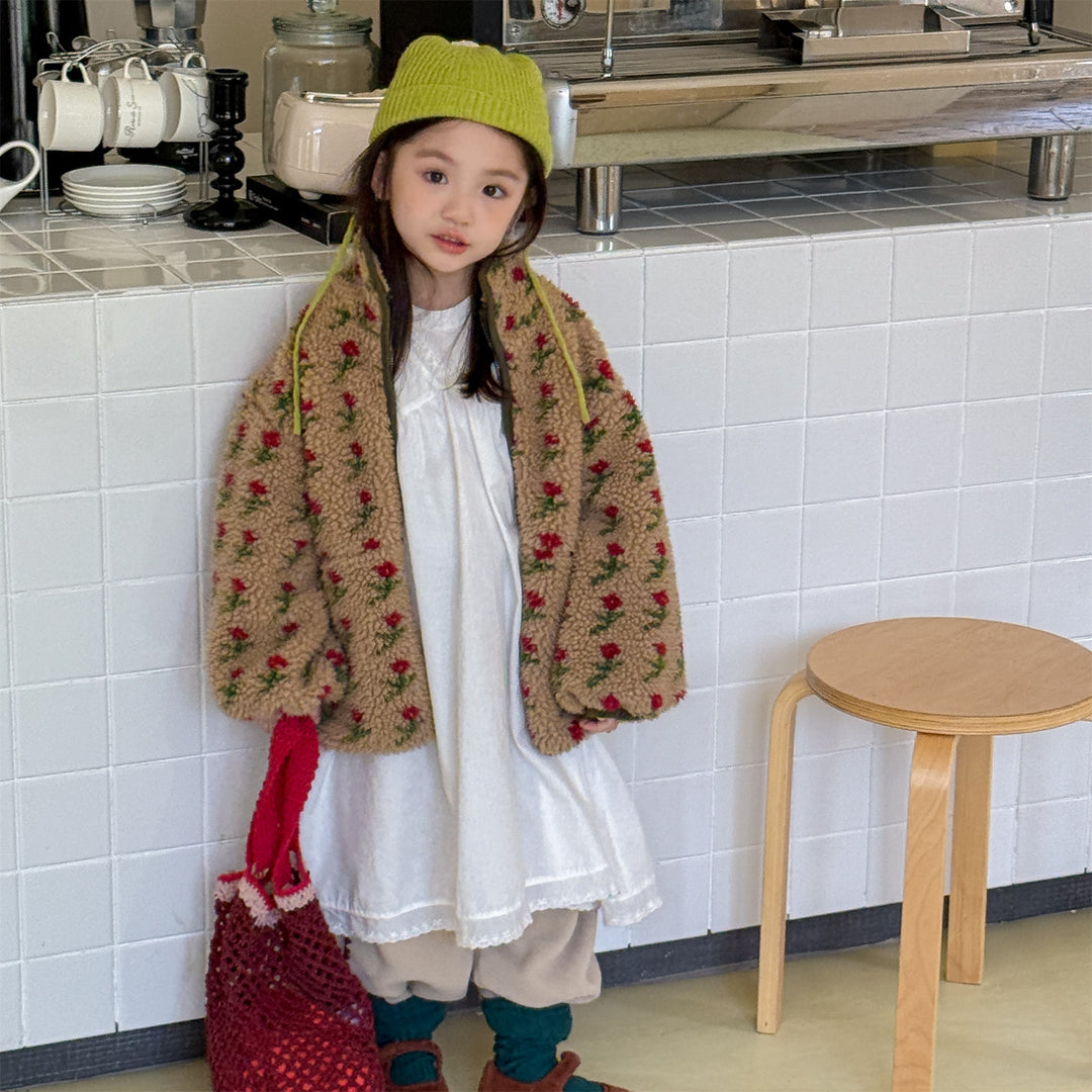 【80-130】花柄フリースジャケット