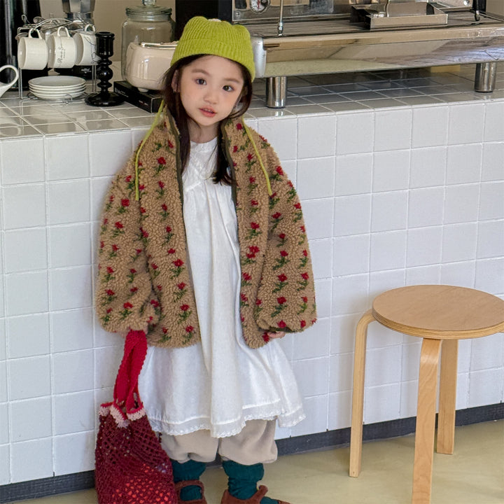 【80-130】花柄フリースジャケット