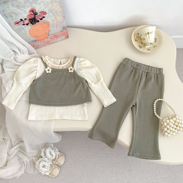 【73-120】レースカラーパフスリーブトップス