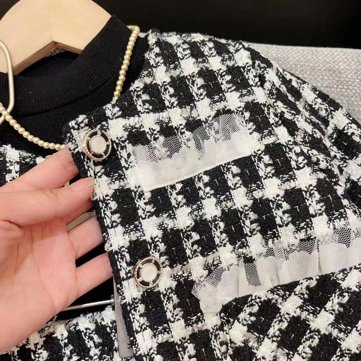 【90-140】レースデザインジャケット×プリーツスカートセット