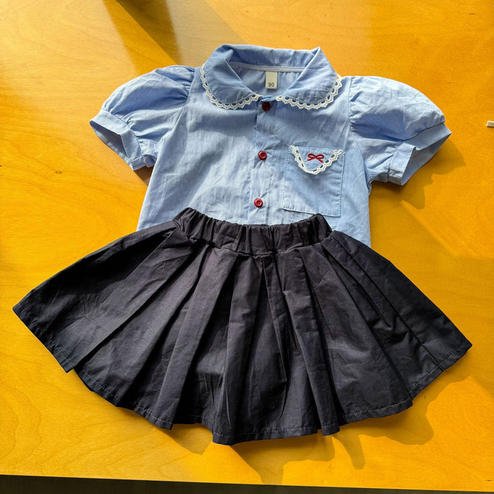 【80-150】パフスリーブシャツ×スカートセット