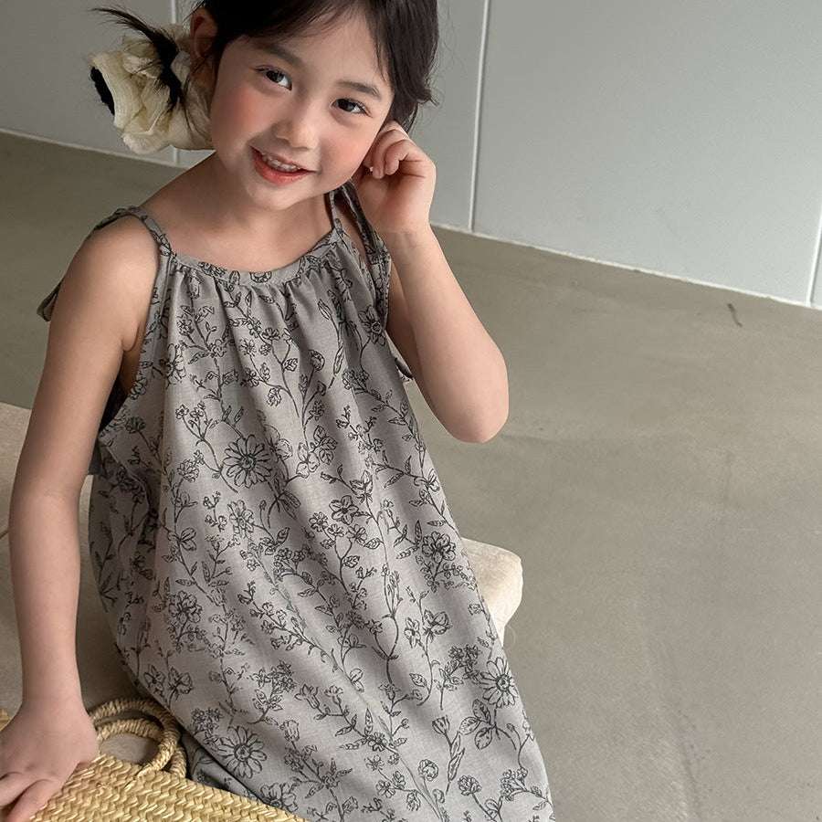 【100-150】ボタニカル柄キャミソールワンピース