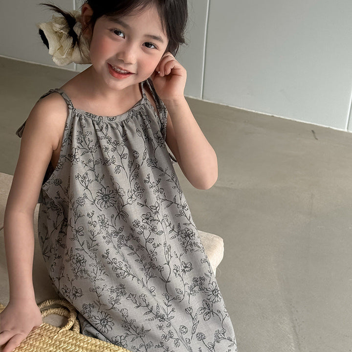 【100-150】ボタニカル柄キャミソールワンピース