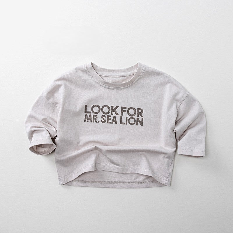 【80-130】ロゴデザイン長袖Tシャツ