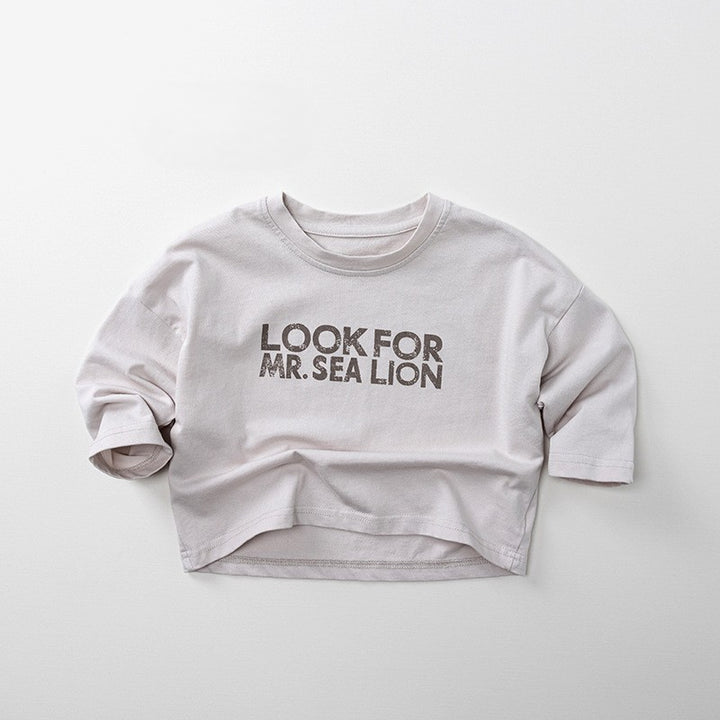 【80-130】ロゴデザイン長袖Tシャツ