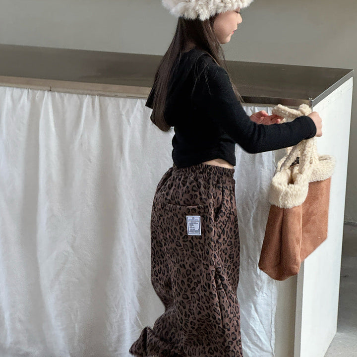 【90-150】レオパード柄リラックスパンツ