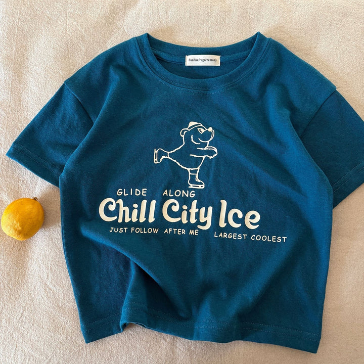 【90-140】ロゴ＆bear Tシャツ