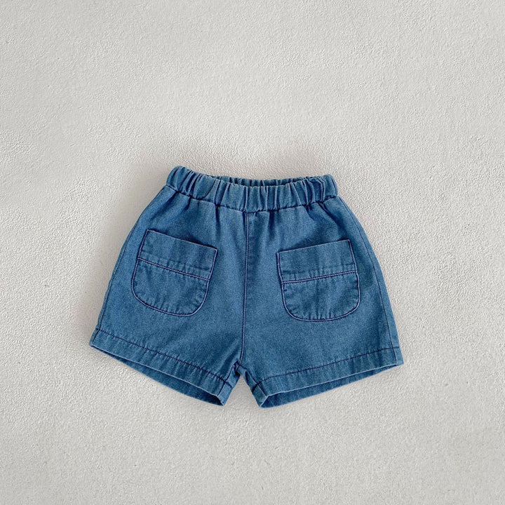 【73-120】シンプルデニム半袖セットアップ