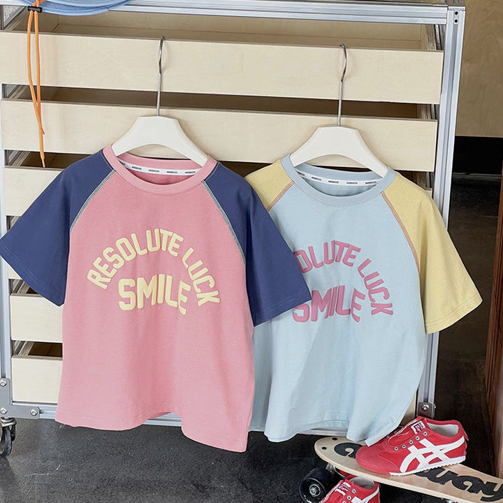 【90-150】ラグランスリーブカジュアルTシャツ