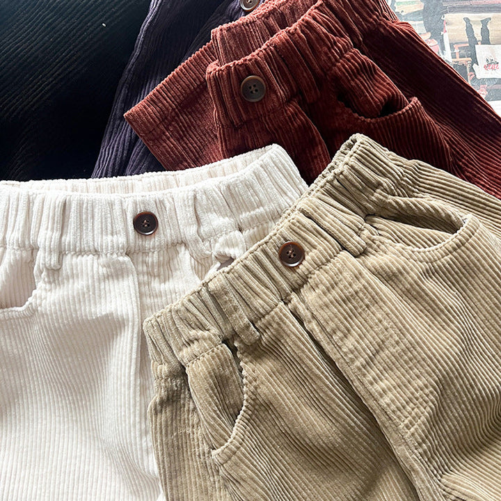 【90-150】シンプルコーデュロイワイドパンツ