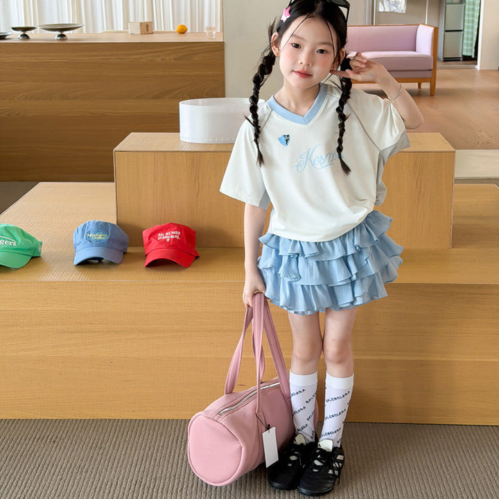 【100-150】ユニフォーム風おしゃれTシャツ